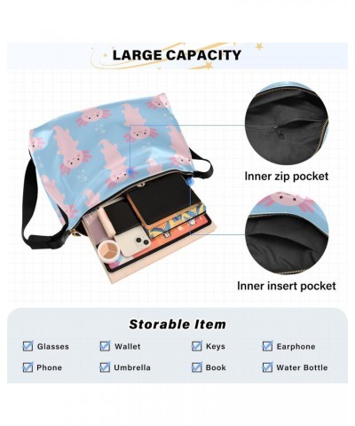 Cute Cartoon Axolotl Hobo Crossbody Bags for Women Leather Large Shoulder Bag Cross Body Pink Trendy Womens Tote Bags Handbag...