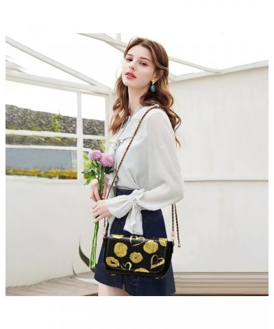 Valentines Day Roses PU Leather Crossbody Handbag for Women Shoulder Purse with Adjustable Metal Chain Waterproof Crossbody W...