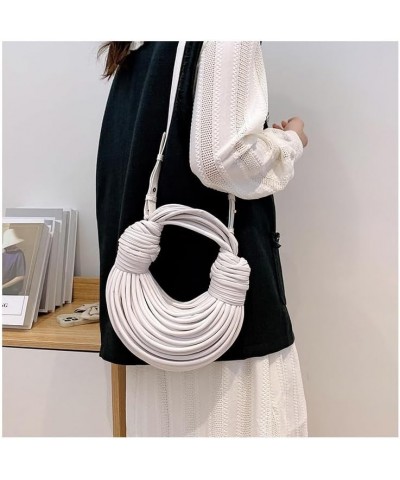 Y2K Hand-Woven Women's Handbag Designer Fashion Clutch Bag Noodle Bag Creative Purses Underarm Bag White $29.49 Clutches