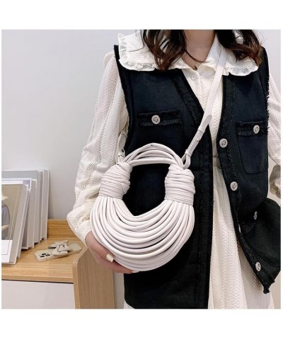 Y2K Hand-Woven Women's Handbag Designer Fashion Clutch Bag Noodle Bag Creative Purses Underarm Bag White $29.49 Clutches