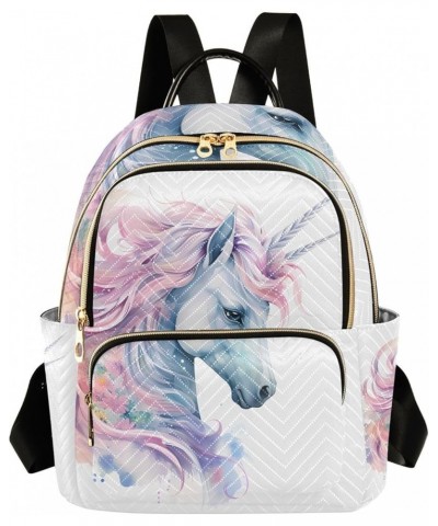 Unicorn Flower Watercolor Backpack Purse for Women Lightweight Back Pack Casual Daypack Travel Shoulder Bag Bookbag - S Small...