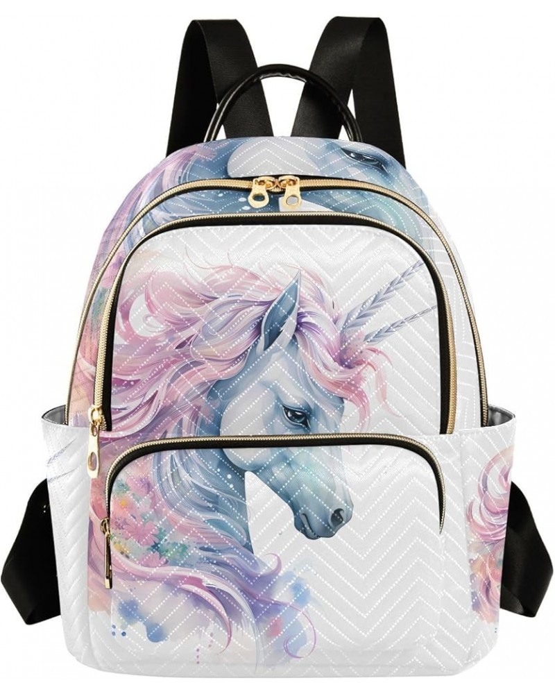 Unicorn Flower Watercolor Backpack Purse for Women Lightweight Back Pack Casual Daypack Travel Shoulder Bag Bookbag - S Small...