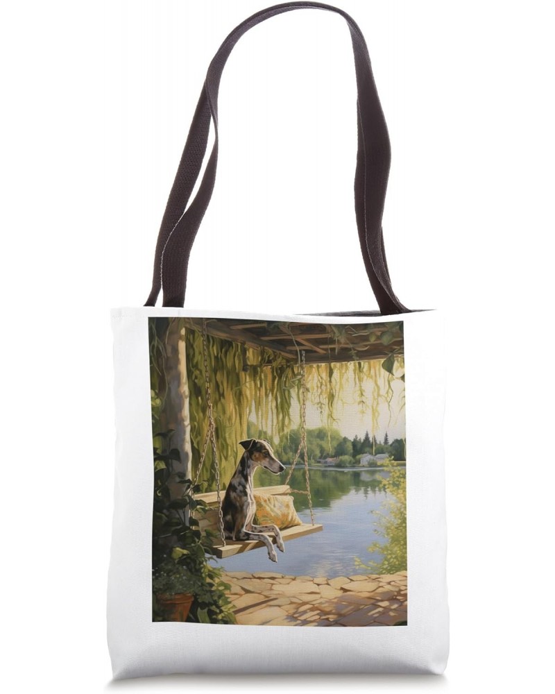 Greyhound Lakeside Cottagecore Dog Retreat Dog Lover Pet Own Tote Bag $10.53 Totes