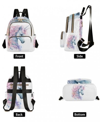 Unicorn Flower Watercolor Backpack Purse for Women Lightweight Back Pack Casual Daypack Travel Shoulder Bag Bookbag - S Small...