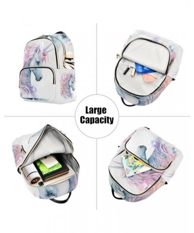 Unicorn Flower Watercolor Backpack Purse for Women Lightweight Back Pack Casual Daypack Travel Shoulder Bag Bookbag - S Small...