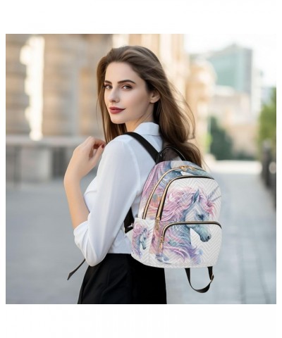 Unicorn Flower Watercolor Backpack Purse for Women Lightweight Back Pack Casual Daypack Travel Shoulder Bag Bookbag - S Small...