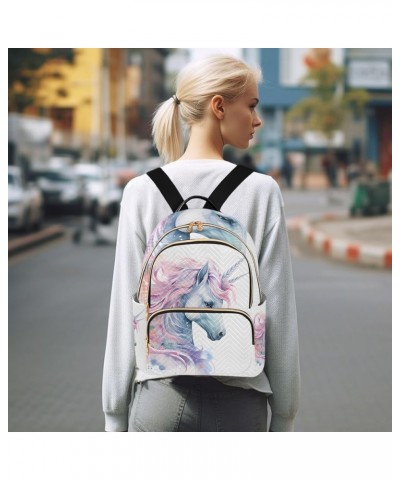 Unicorn Flower Watercolor Backpack Purse for Women Lightweight Back Pack Casual Daypack Travel Shoulder Bag Bookbag - S Small...