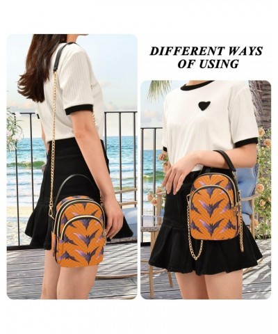 Orange Halloween Bat Crossbody Bags for Women Small Shoulder Bag Chain Purse Hand Bag for Gifts Trip Work $11.70 Shoulder Bags