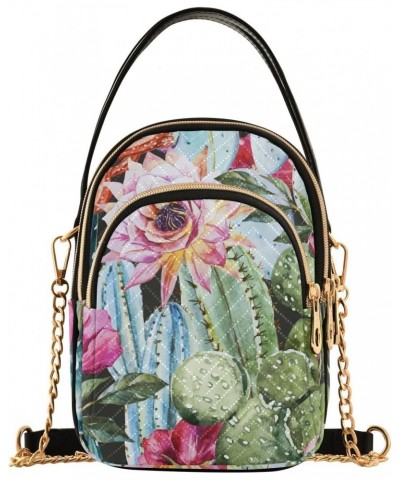 Cactuses Succulents Multi Pockets Crossbody Bags for Women Zip Cell Phone Purse Wallet Bag with Detachable Shoulder Strap Han...