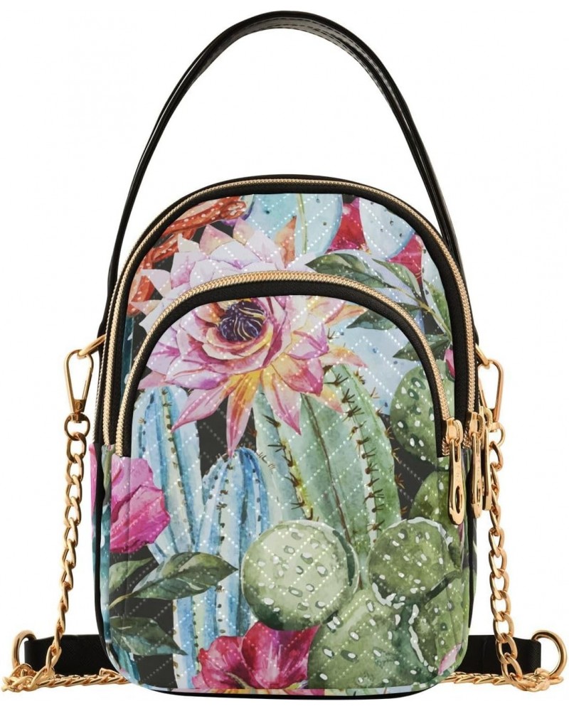 Cactuses Succulents Multi Pockets Crossbody Bags for Women Zip Cell Phone Purse Wallet Bag with Detachable Shoulder Strap Han...