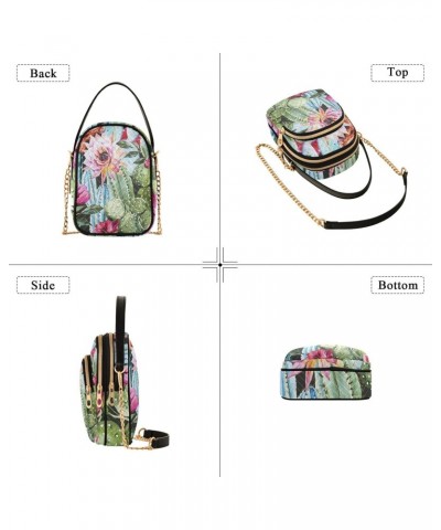 Cactuses Succulents Multi Pockets Crossbody Bags for Women Zip Cell Phone Purse Wallet Bag with Detachable Shoulder Strap Han...