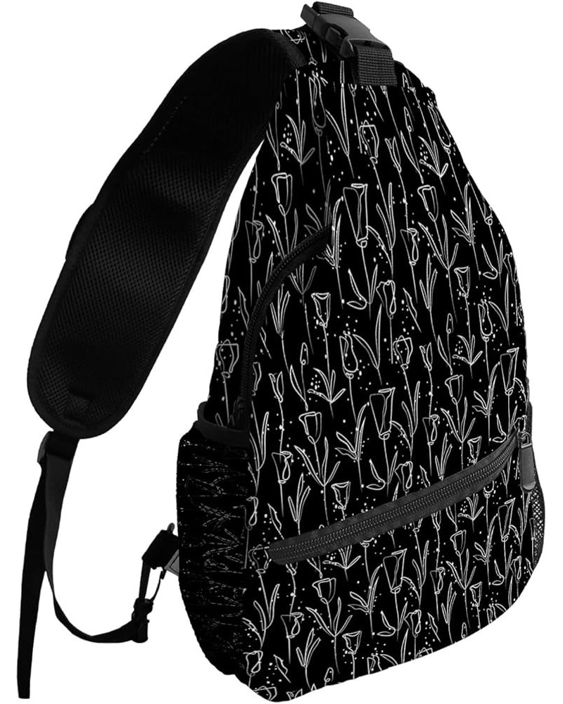 Crossbody Bags for Men Women Waterproof Sling Bag Shoulder Chest Bag Backpack Daypack for Hiking Travel Sports Running Flower...