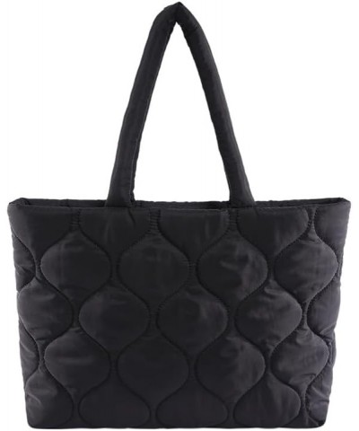 Puffer Tote Bag – Soft, Lightweight & Fluffy, Quilted Tote Bag with Zipper for Everyday, Work & Gym Black $10.12 Totes