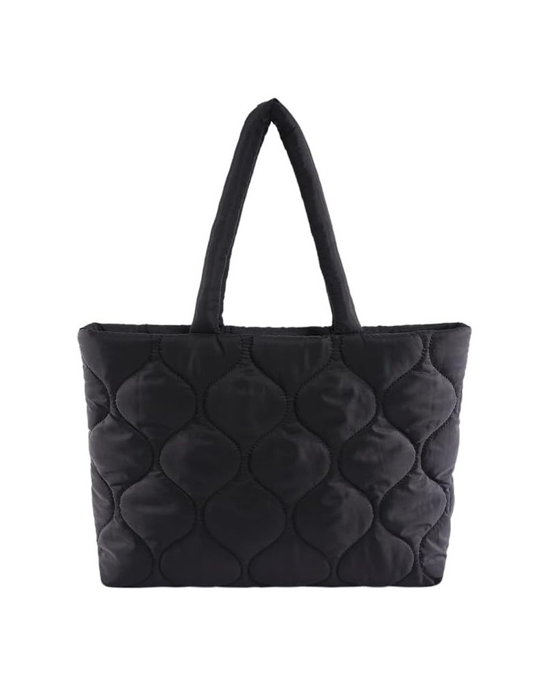 Puffer Tote Bag – Soft, Lightweight & Fluffy, Quilted Tote Bag with Zipper for Everyday, Work & Gym Black $10.12 Totes