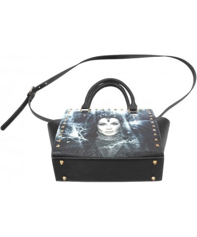 Female High-grade PU Leather Rivet Shoulder Handbags Top Handle Bags Purse with Regina Once A Upon Time Print $20.15 Handbags