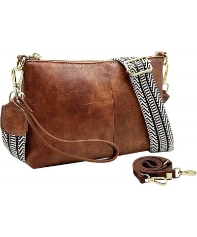 Small Crossbody Clutch Purses Bags for Women Wristlet Wallet Vegan Shoulder Handbags Guitar Strap + Leather Strap Brown $12.6...