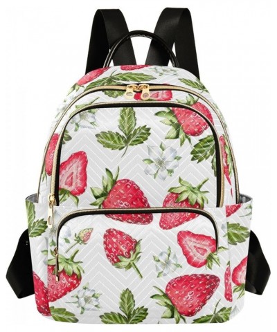 Bright Strawberry Backpack Purse for Women Anti-theft Small Fashion Travel Backpack with Double Zipper Weekend Bag,S Medium $...