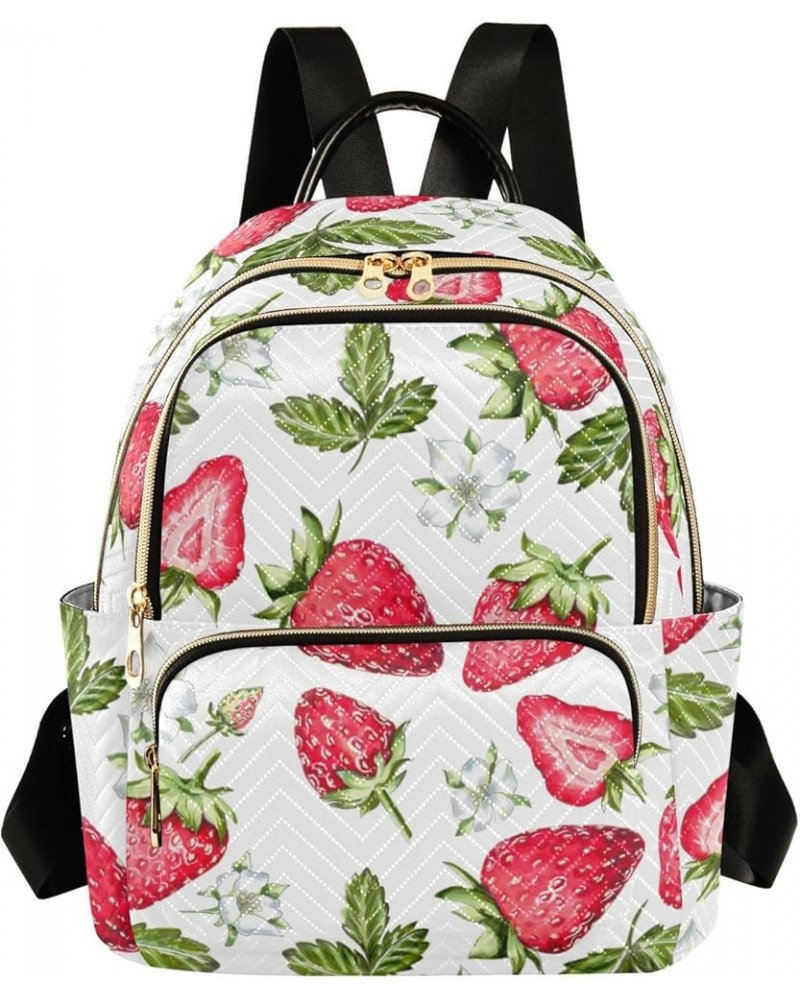 Bright Strawberry Backpack Purse for Women Anti-theft Small Fashion Travel Backpack with Double Zipper Weekend Bag,S Medium $...