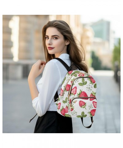 Bright Strawberry Backpack Purse for Women Anti-theft Small Fashion Travel Backpack with Double Zipper Weekend Bag,S Medium $...