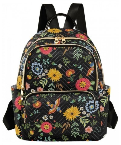 Mini Backpack for Women, Ethnic Birds Flowers Travel Backpack Purse for Ladies, Small Bookbag Daypack Shoulder Bag M Multi101...