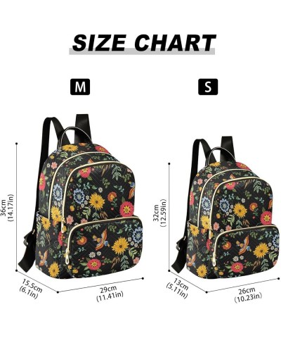 Mini Backpack for Women, Ethnic Birds Flowers Travel Backpack Purse for Ladies, Small Bookbag Daypack Shoulder Bag M Multi101...