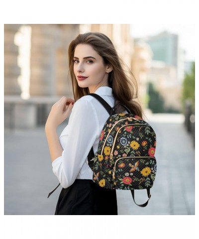 Mini Backpack for Women, Ethnic Birds Flowers Travel Backpack Purse for Ladies, Small Bookbag Daypack Shoulder Bag M Multi101...