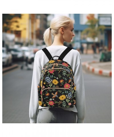 Mini Backpack for Women, Ethnic Birds Flowers Travel Backpack Purse for Ladies, Small Bookbag Daypack Shoulder Bag M Multi101...