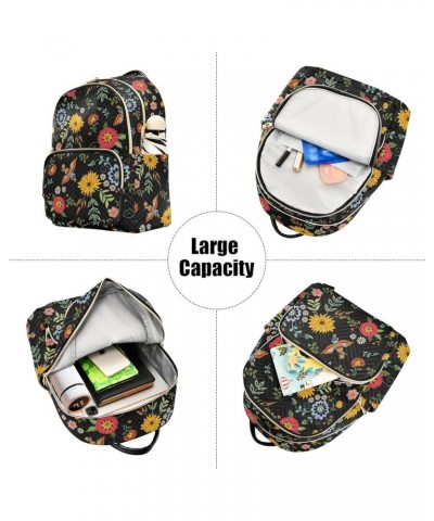 Mini Backpack for Women, Ethnic Birds Flowers Travel Backpack Purse for Ladies, Small Bookbag Daypack Shoulder Bag M Multi101...