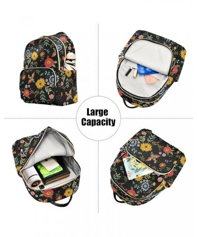 Mini Backpack for Women, Ethnic Birds Flowers Travel Backpack Purse for Ladies, Small Bookbag Daypack Shoulder Bag M Multi101...