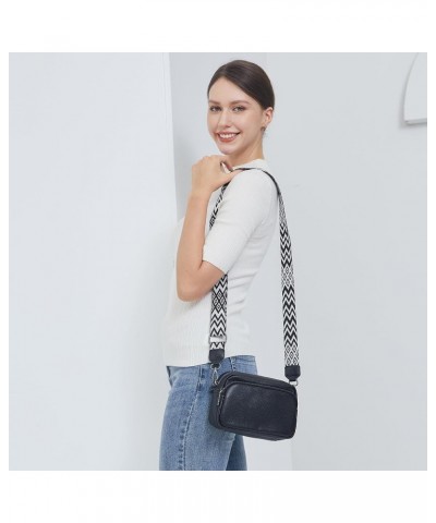 Small Crossbody Bag with Wide Guitar Strap Camera Purse Shoulder Handbag Satchel B-black $12.42 Shoulder Bags