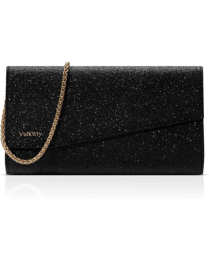 Evening Clutch Purse for Women Sparkling Crossbody Bag Shoulder Handbags for Party Prom Wedding Black $10.70 Evening Bags