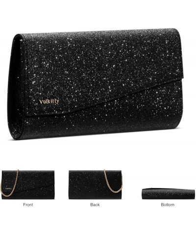 Evening Clutch Purse for Women Sparkling Crossbody Bag Shoulder Handbags for Party Prom Wedding Black $10.70 Evening Bags