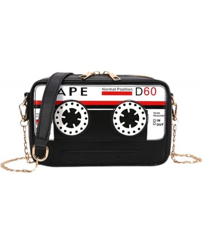 Retro Cassette Evening Clutch Purse Crystal Inlaid Bling Crossbody Shoulder Bag for Graduation Wedding Party U-black $14.84 E...