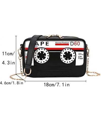 Retro Cassette Evening Clutch Purse Crystal Inlaid Bling Crossbody Shoulder Bag for Graduation Wedding Party U-black $14.84 E...