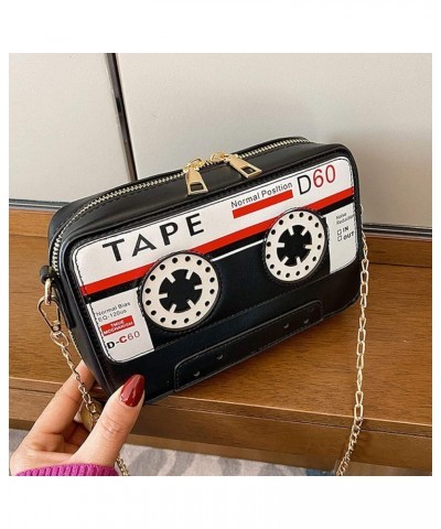 Retro Cassette Evening Clutch Purse Crystal Inlaid Bling Crossbody Shoulder Bag for Graduation Wedding Party U-black $14.84 E...