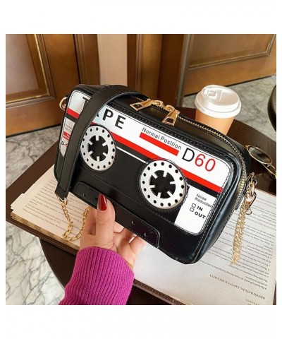 Retro Cassette Evening Clutch Purse Crystal Inlaid Bling Crossbody Shoulder Bag for Graduation Wedding Party U-black $14.84 E...