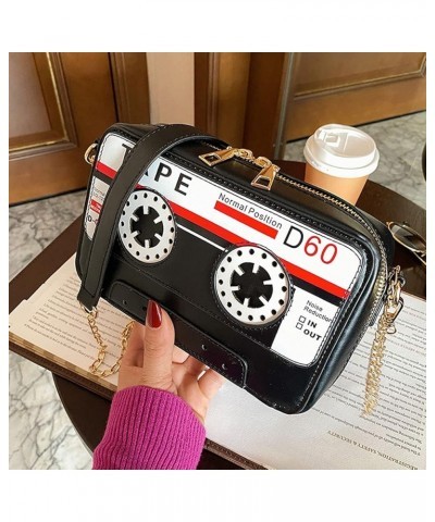 Retro Cassette Evening Clutch Purse Crystal Inlaid Bling Crossbody Shoulder Bag for Graduation Wedding Party U-black $14.84 E...