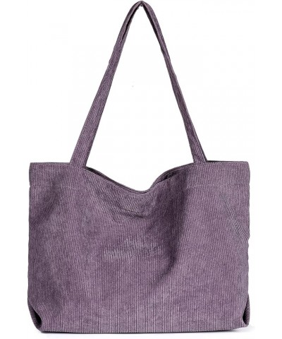 Corduroy Tote Bag for Women Shoulder Bag Big Capacity Shopping Bag Casual Handbag Purple $7.79 Totes