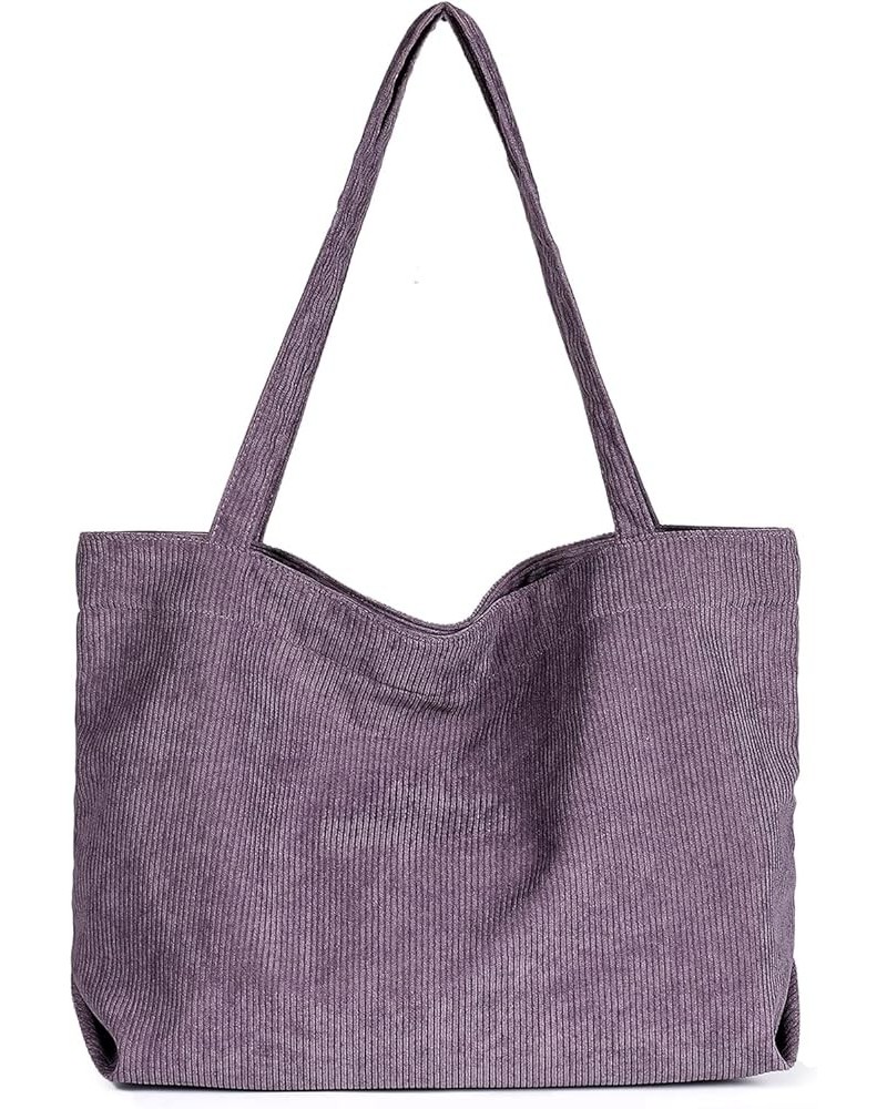 Corduroy Tote Bag for Women Shoulder Bag Big Capacity Shopping Bag Casual Handbag Purple $7.79 Totes