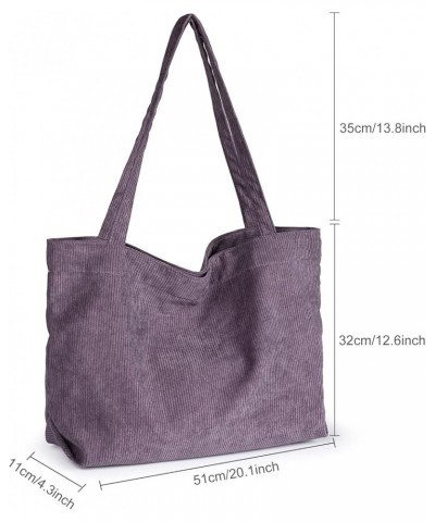 Corduroy Tote Bag for Women Shoulder Bag Big Capacity Shopping Bag Casual Handbag Purple $7.79 Totes