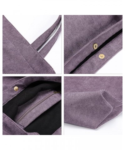 Corduroy Tote Bag for Women Shoulder Bag Big Capacity Shopping Bag Casual Handbag Purple $7.79 Totes