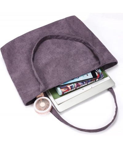 Corduroy Tote Bag for Women Shoulder Bag Big Capacity Shopping Bag Casual Handbag Purple $7.79 Totes