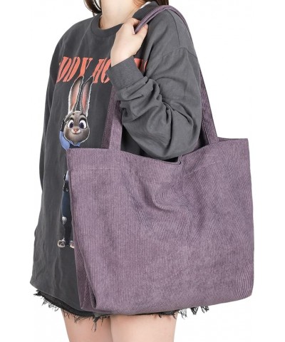 Corduroy Tote Bag for Women Shoulder Bag Big Capacity Shopping Bag Casual Handbag Purple $7.79 Totes