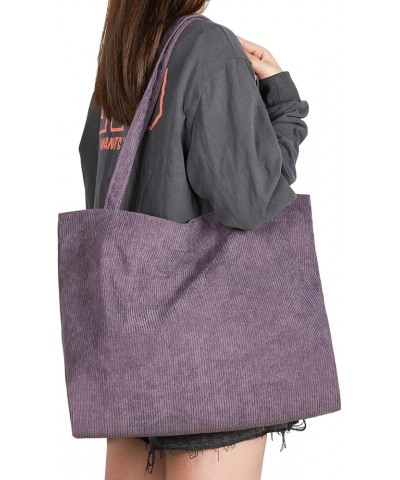 Corduroy Tote Bag for Women Shoulder Bag Big Capacity Shopping Bag Casual Handbag Purple $7.79 Totes