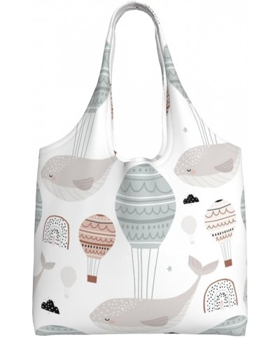 Whales Single Shoulder Commuter Canvas Tote Bags For Women And Men Whales 9 $9.23 Totes