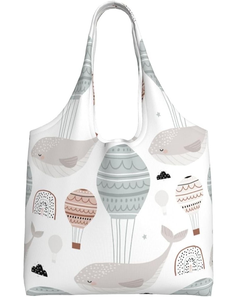 Whales Single Shoulder Commuter Canvas Tote Bags For Women And Men Whales 9 $9.23 Totes