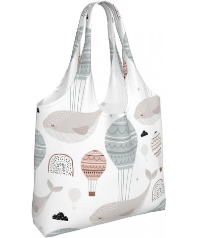 Whales Single Shoulder Commuter Canvas Tote Bags For Women And Men Whales 9 $9.23 Totes