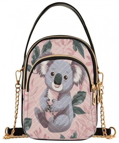 Quilted Crossbody Bags for Women,Cute Koala with Tropical Leaves Women's Crossbody Handbags Small Travel Purses Phone Bag $11...