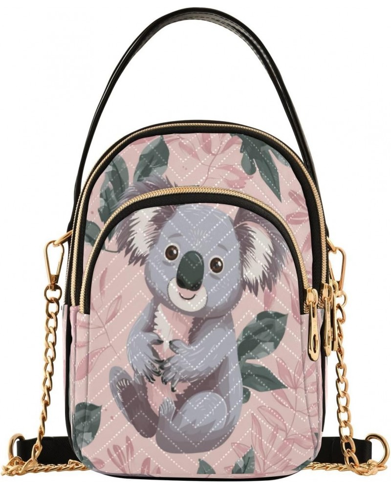 Quilted Crossbody Bags for Women,Cute Koala with Tropical Leaves Women's Crossbody Handbags Small Travel Purses Phone Bag $11...