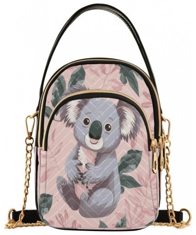 Quilted Crossbody Bags for Women,Cute Koala with Tropical Leaves Women's Crossbody Handbags Small Travel Purses Phone Bag $11...